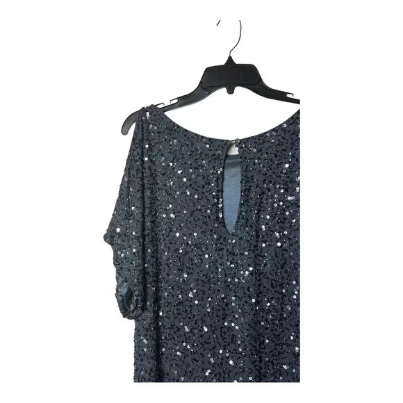 AIDAN MATTOX COLD SHOULDERS SEQUINS MINI DRESS GRAY/BLUE IN COLOR SIZE 0‎ - Picture 8 of 9